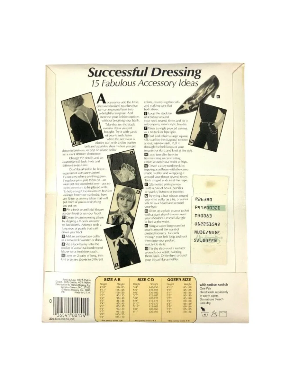 Vintage 1985 Underalls Brief Pantyhose Sandalfoot Toe Queen Size Nude Legs